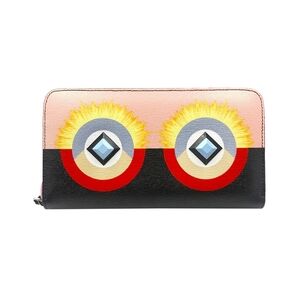 Fendi Crayon Monster Eyes Zip Around Wallet Multicolor Pink Black
